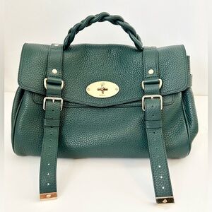 MULBERRY Alexa Mulberry Green Medium Leather Satchel Handbag EUC